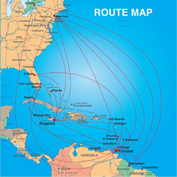 Island Hopping Caribbean - Route_Map Caribbean Airlines