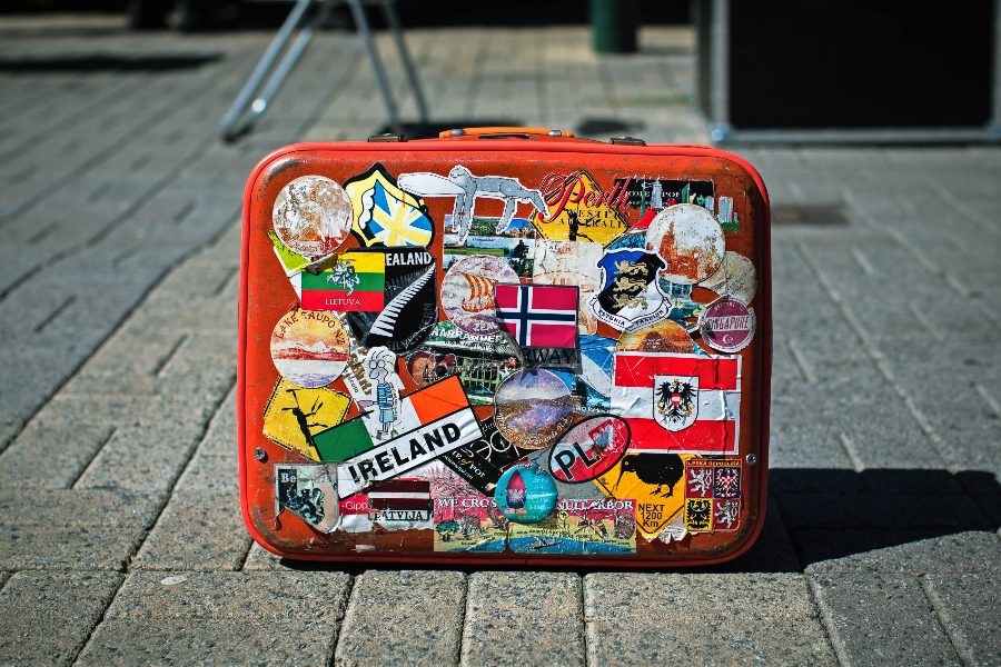 packing list for europe suitcase with stickers